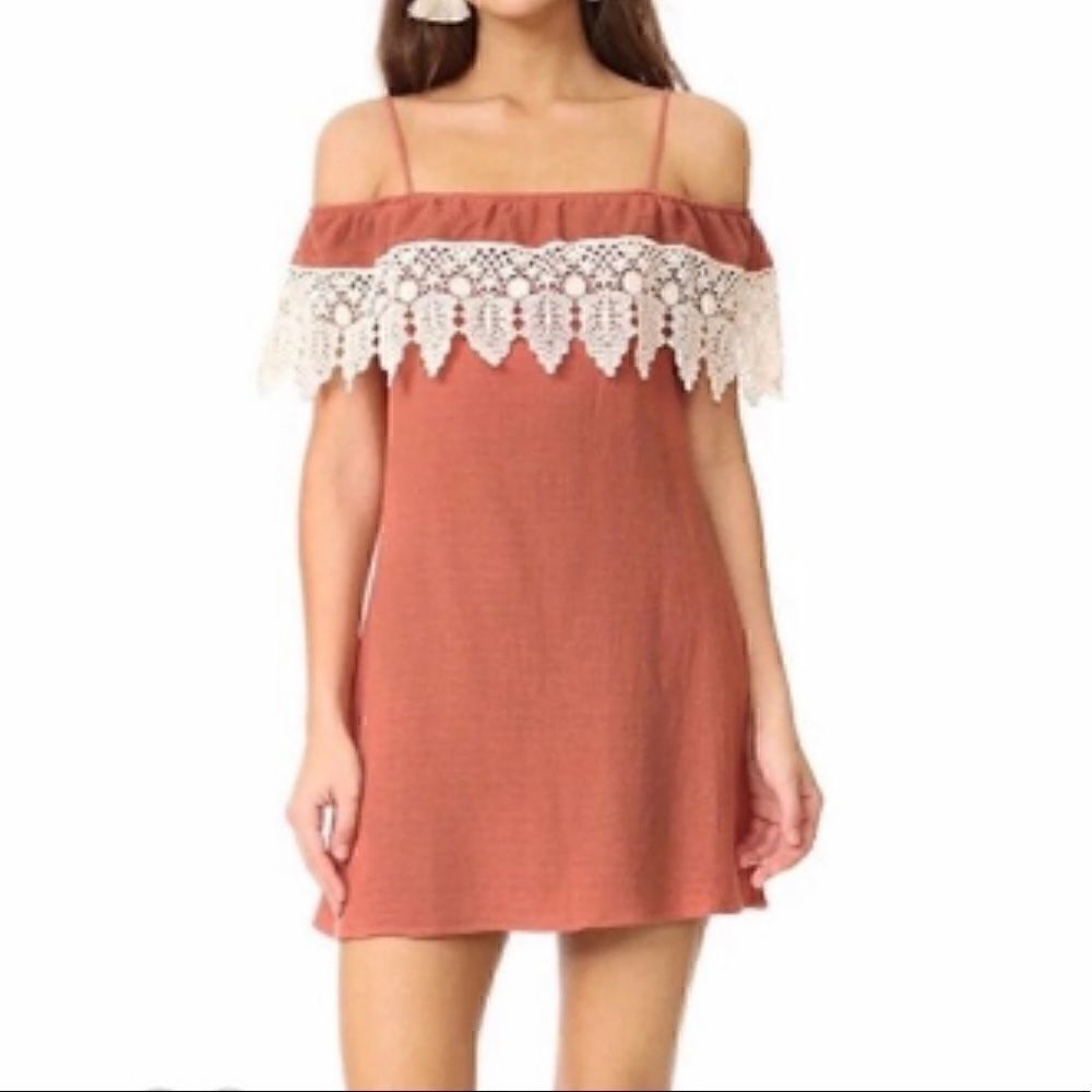 L* space afterglow crochet off shoulder cover up dress‎